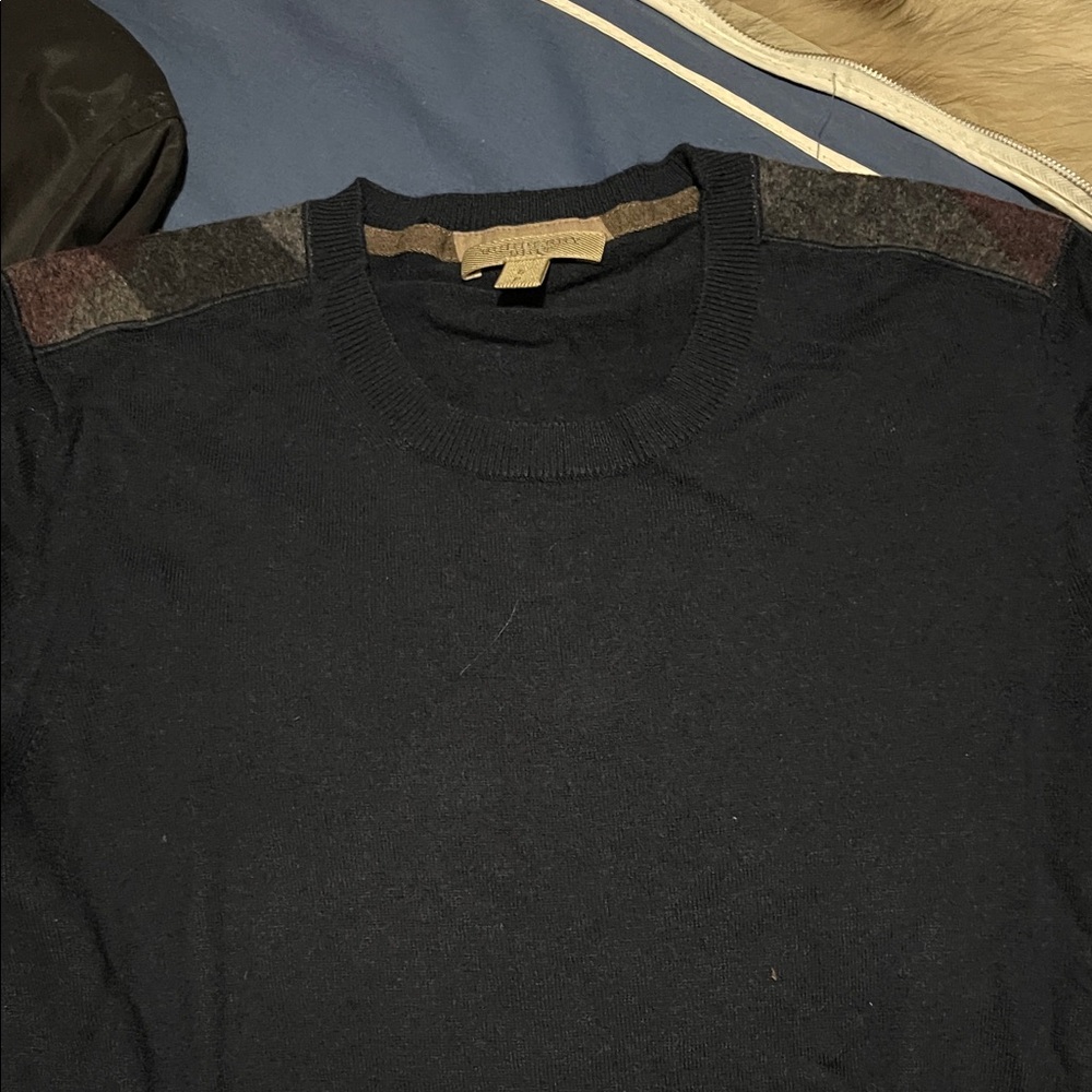 Burberry Navy Sweater with Shoulder Details
